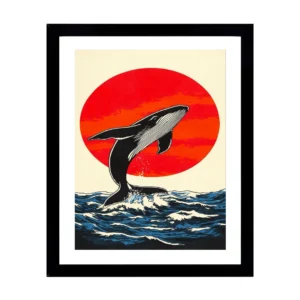 Whale Breaching at Sunset