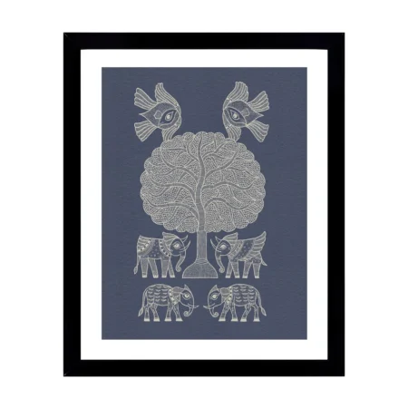 Elephants & Birds Madhubani