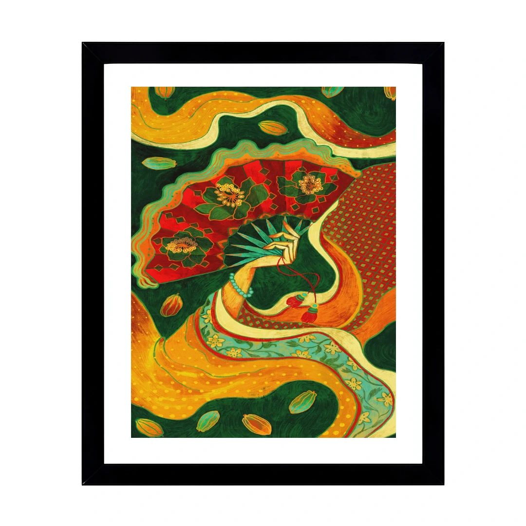 Vibrant Hand Holding Red Fan