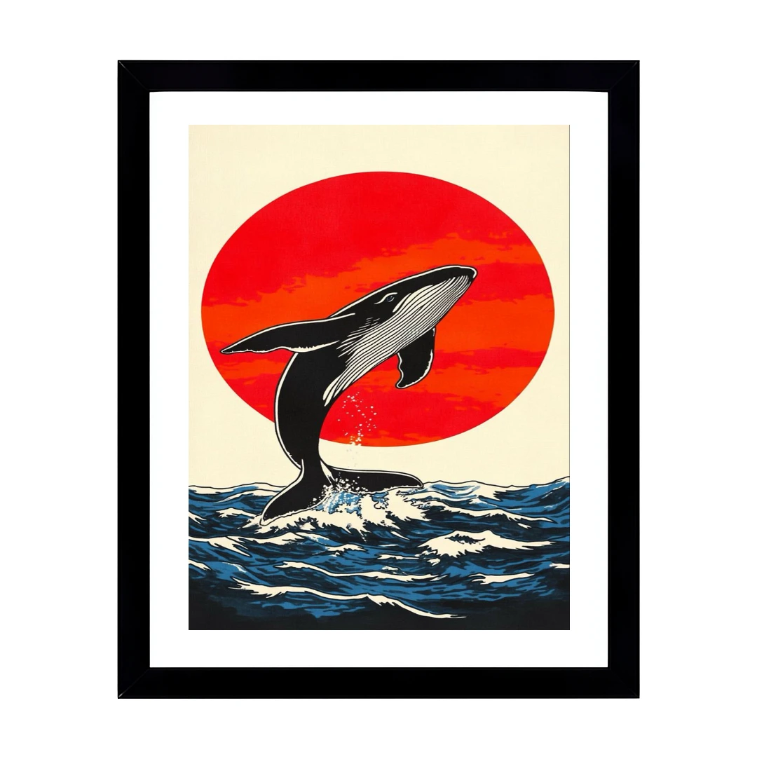 Whale Breaching at Sunset