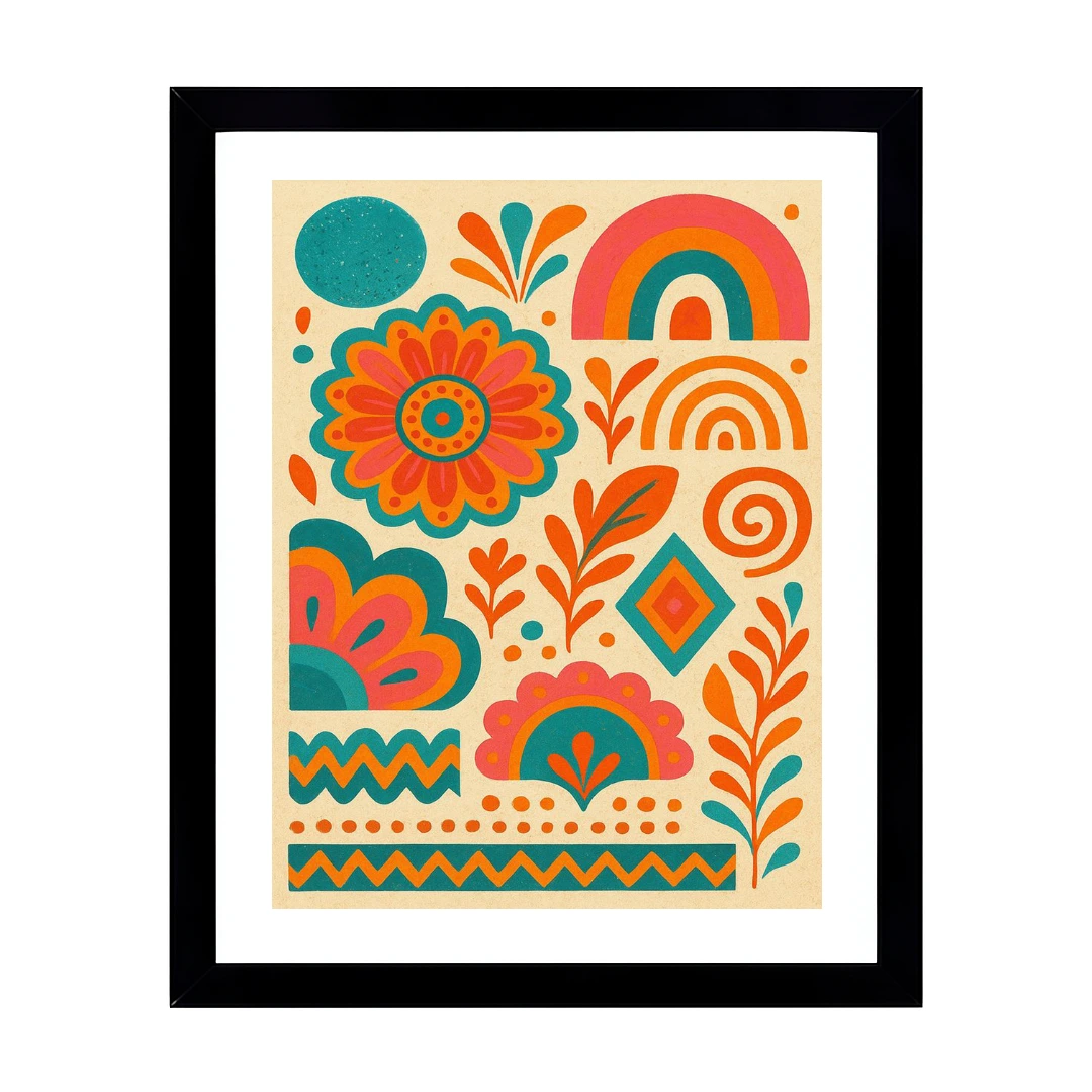 Abstract Floral & Rainbow Design