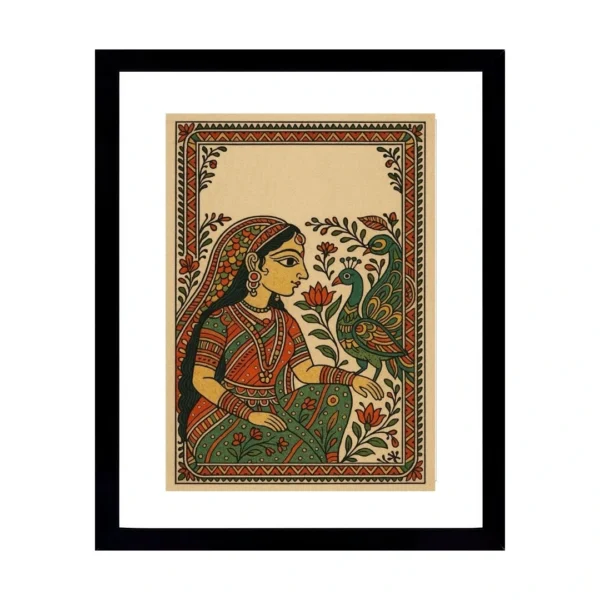Madhubani Woman With Peacock – Incrediblearts