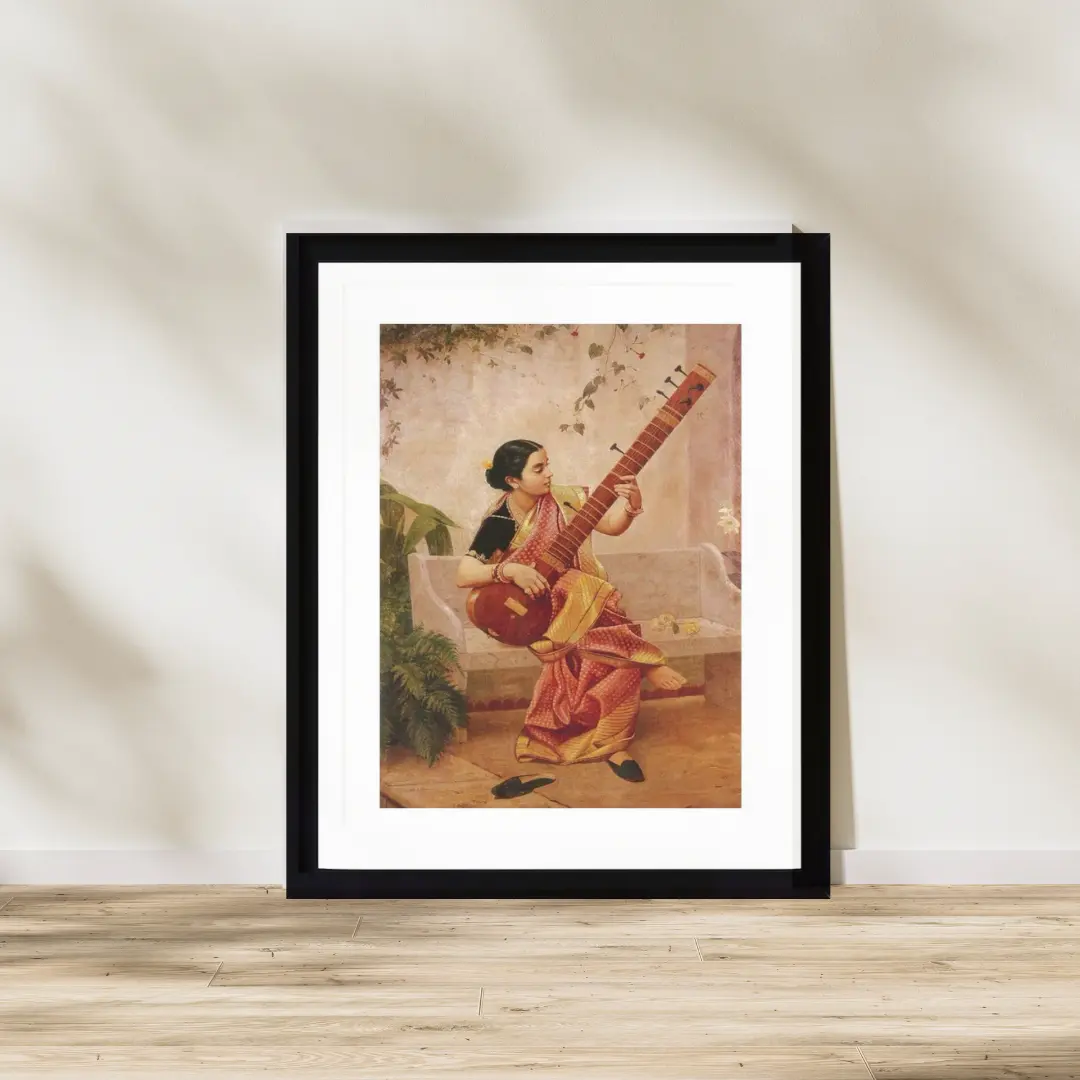 Woman Playing Sitar In Courtyard - Image 2
